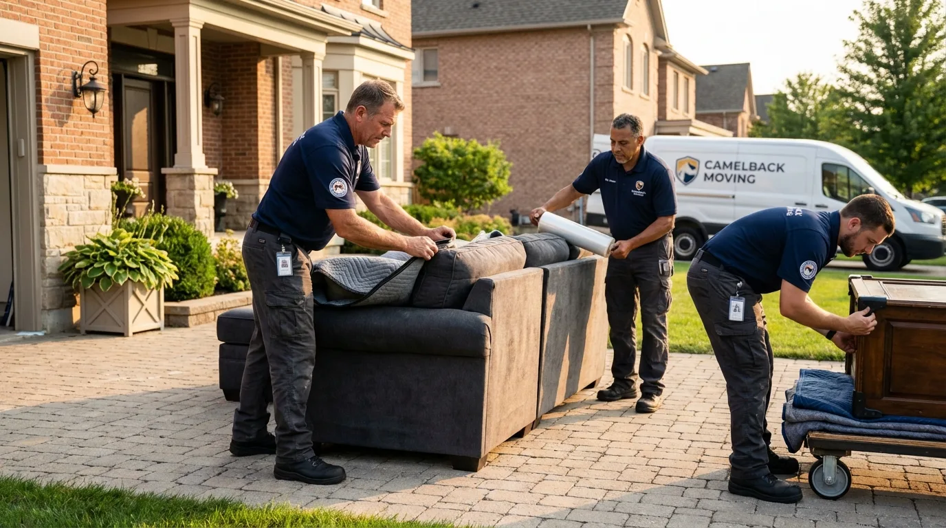 Large estate moving crew wrapping furniture in College Place, WA